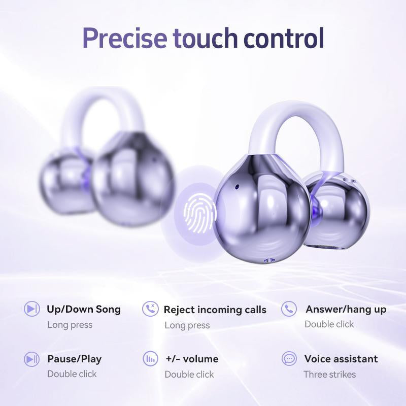 ZIHNIC M108 Clip-On Earbuds,Open Ear Earbuds Wireless Bluetooth 5.4, Lightweight Open Ear Headphones with C-Shaped Bridge,Slim Hook,50H Battery,Waterproof,For Glasses Wearers and Workouts