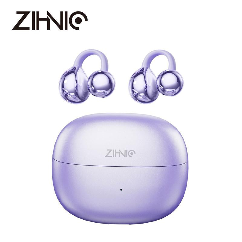 ZIHNIC M108 Clip-On Earbuds,Open Ear Earbuds Wireless Bluetooth 5.4, Lightweight Open Ear Headphones with C-Shaped Bridge,Slim Hook,50H Battery,Waterproof,For Glasses Wearers and Workouts