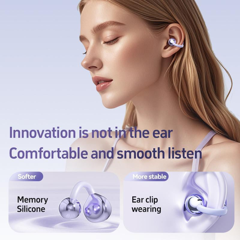 ZIHNIC M108 Clip-On Earbuds,Open Ear Earbuds Wireless Bluetooth 5.4, Lightweight Open Ear Headphones with C-Shaped Bridge,Slim Hook,50H Battery,Waterproof,For Glasses Wearers and Workouts