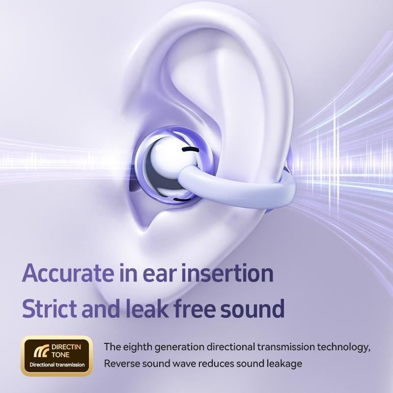 ZIHNIC M108 Clip-On Earbuds,Open Ear Earbuds Wireless Bluetooth 5.4, Lightweight Open Ear Headphones with C-Shaped Bridge,Slim Hook,50H Battery,Waterproof,For Glasses Wearers and Workouts