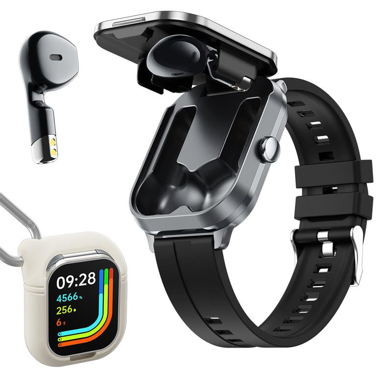 [Local]Smart Watch with Earbuds, Comes with a Silicone Protective Case, Wireless Calling, Music Play, 100+ Sport Modes Calories, Fitness Tracker, Smartwatch for Men Women, Compatible with Android and Iphone,The Best Gift for Family and Friends