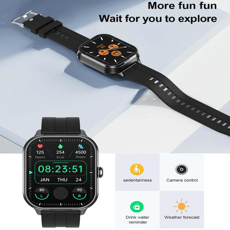[Local]Smart Watch with Earbuds, Comes with a Silicone Protective Case, Wireless Calling, Music Play, 100+ Sport Modes Calories, Fitness Tracker, Smartwatch for Men Women, Compatible with Android and Iphone,The Best Gift for Family and Friends