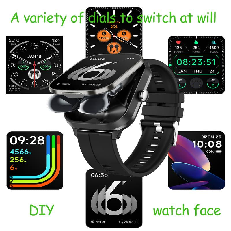 [Local]Smart Watch with Earbuds, Comes with a Silicone Protective Case, Wireless Calling, Music Play, 100+ Sport Modes Calories, Fitness Tracker, Smartwatch for Men Women, Compatible with Android and Iphone,The Best Gift for Family and Friends