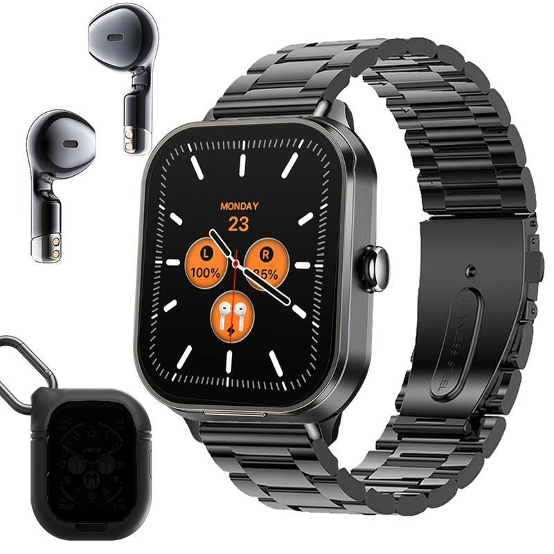 [Local]Smart Watch with Earbuds, Comes with a Silicone Protective Case, Wireless Calling, Music Play, 100+ Sport Modes Calories, Fitness Tracker, Smartwatch for Men Women, Compatible with Android and Iphone,The Best Gift for Family and Friends